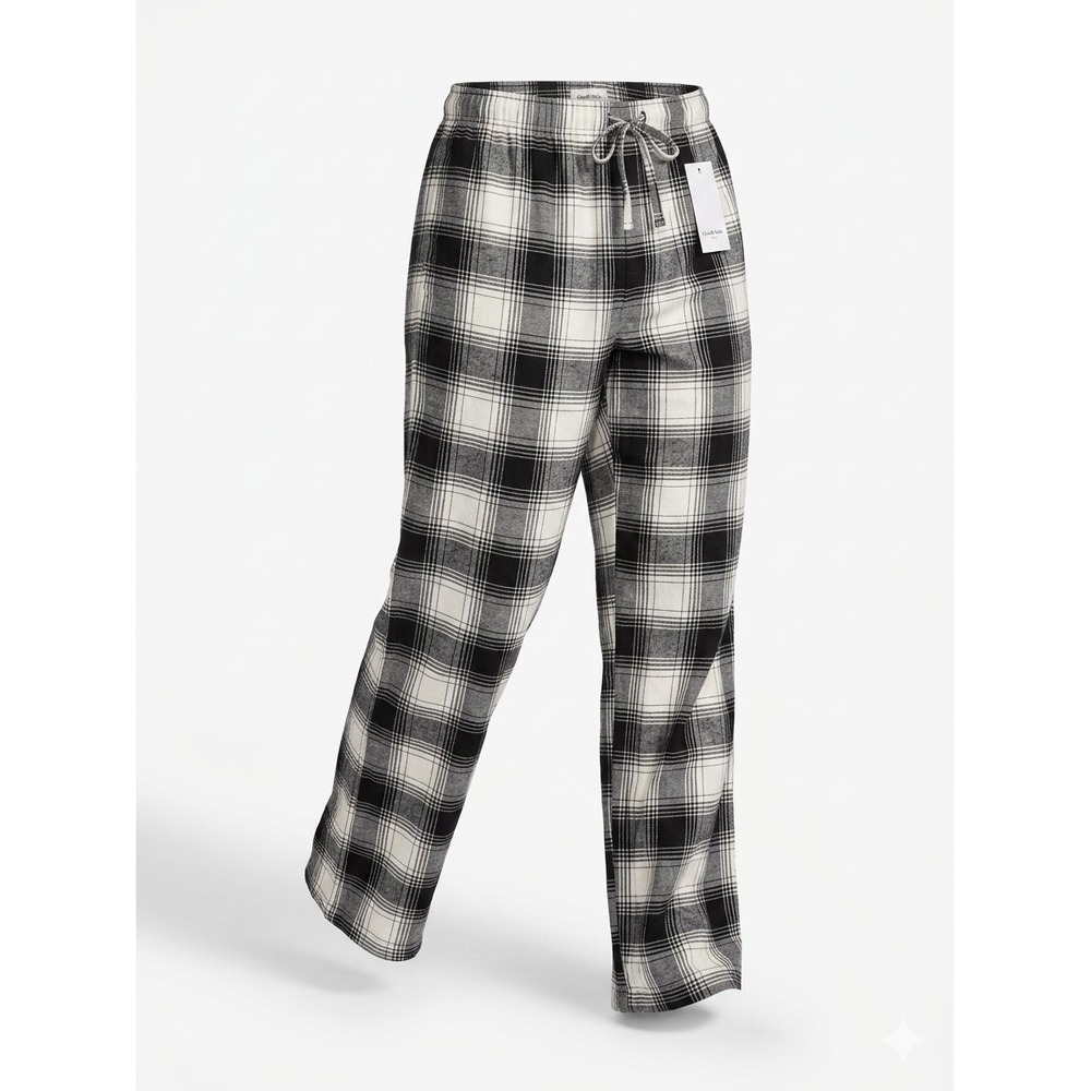 Goodfellow & Co Mens XXL Flannel Pajama Pants Black White Plaid Straight Leg NEW